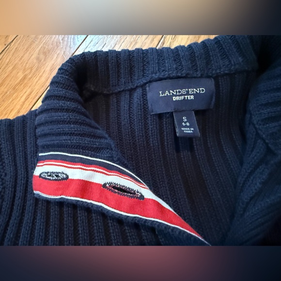 Lands End Drifter Button Cardigan Navy Blue Sweater Anchor Button Women’s Size S - Picture 5 of 15
